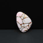 Stabilized Pink Dahlia Freeform Cabochon 25x19x4mm 19ct - soft pink and white with bronze veining, Kingman Arizona - Pedra Gems.