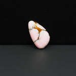 Stabilized Pink Dahlia Freeform Cabochon 19x11x4mm 7.5ct - soft pink and white with bronze veining, Kingman Arizona - Pedra Gems.