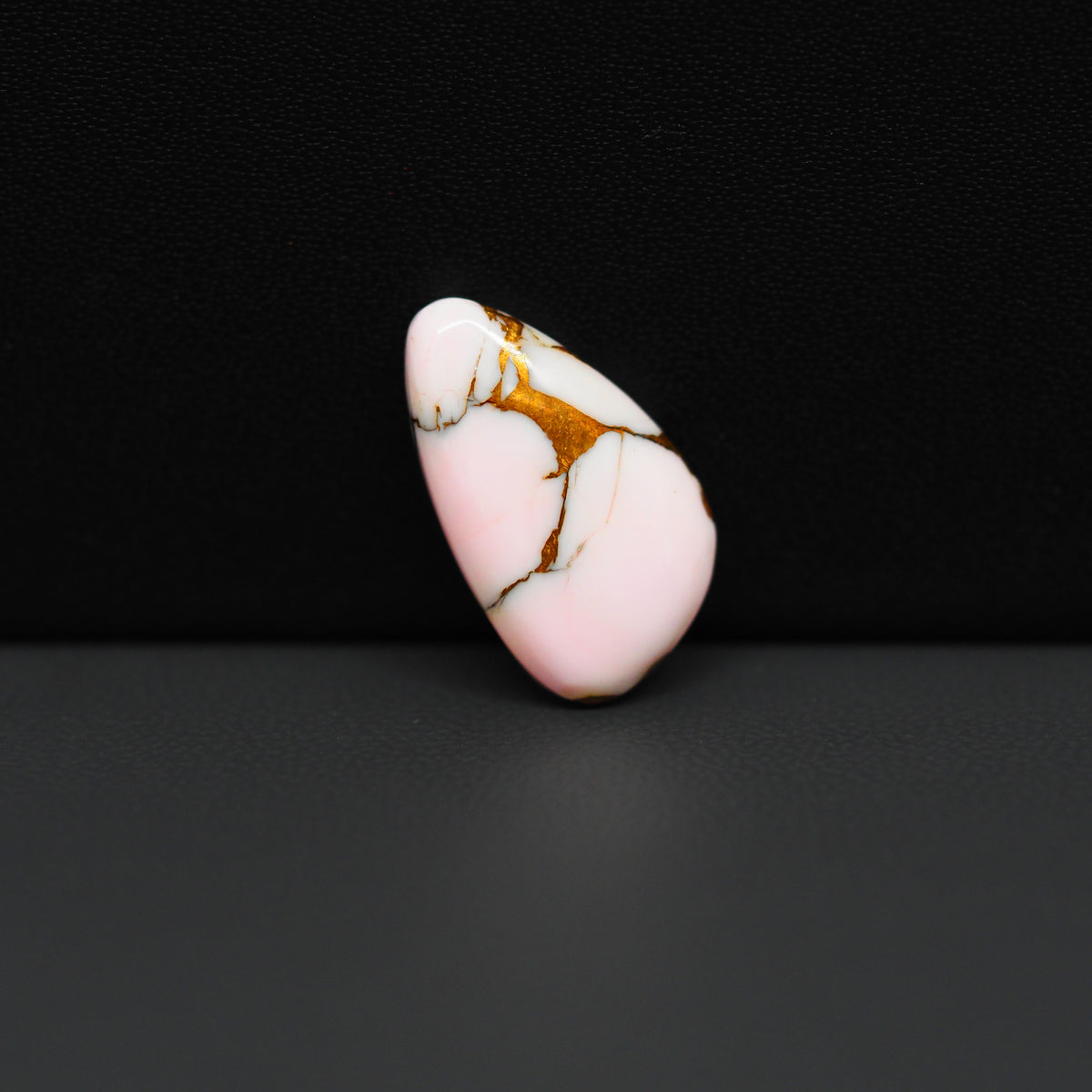 Stabilized Pink Dahlia Freeform Cabochon 19x11x4mm 7.5ct - soft pink and white with bronze veining, Kingman Arizona - Pedra Gems.