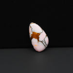 Stabilized Pink Dahlia Oval Cabochon 20x11x4mm 8.5ct - soft pink and white with bronze veining, Kingman Arizona - Pedra Gems.