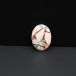 Stabilized Pink Dahlia Oval Cabochon 17x13x4mm 7.5ct - soft pink and white with bronze veining, Kingman Arizona - Pedra Gems.