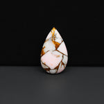 Stabilized Pink Dahlia Pear Cabochon 22x13x4mm 9.5ct - soft pink and white with bronze veining, Kingman Arizona - Pedra Gems.