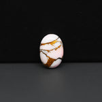 Stabilized Pink Dahlia Oval Cabochon 16x11x3mm 7ct - soft pink and white with bronze veining, Kingman Arizona - Pedra Gems.
