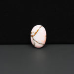 Stabilized Pink Dahlia Oval Cabochon 15x10x4mm 5.5ct - soft pink and white with bronze veining, Kingman Arizona - Pedra Gems.