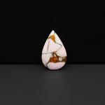 Stabilized Pink Dahlia Pear Cabochon 19x12x3mm 6.5ct - soft pink and white with bronze veining, Kingman Arizona - Pedra Gems.