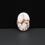 Stabilized Pink Dahlia Oval Cabochon 19x13x4mm 10ct - soft pink and white with bronze veining, Kingman Arizona - Pedra Gems.