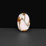 Stabilized Pink Dahlia Oval Cabochon 19x13x4mm 10ct - soft pink and white with bronze veining, Kingman Arizona - Pedra Gems.