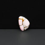 Stabilized Pink Dahlia Freeform Cabochon 17x13x4mm 7ct - soft pink and white with bronze veining, Kingman Arizona - Pedra Gems.
