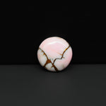 Stabilized Pink Dahlia Round Cabochon 16x16x4mm 9ct - soft pink and white with bronze veining, Kingman Arizona - Pedra Gems.