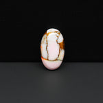 Stabilized Pink Dahlia Oval Cabochon 18x11x4mm 7.5ct - soft pink and white with bronze veining, Kingman Arizona - Pedra Gems.