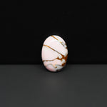 Stabilized Pink Dahlia Oval Cabochon 16x11x4mm 6.5ct - soft pink and white with bronze veining, Kingman Arizona - Pedra Gems.