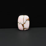 Stabilized Pink Dahlia Cushion Cabochon 15x12x4mm 8.5ct - soft pink and white with bronze veining, Kingman Arizona - Pedra Gems.