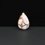Stabilized Pink Dahlia Pear Cabochon 18x12x3mm 6.5ct - soft pink and white with bronze veining, Kingman Arizona - Pedra Gems.