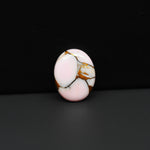 Stabilized Pink Dahlia Oval Cabochon 15x12x3mm 6ct - soft pink and white with bronze veining, Kingman Arizona - Pedra Gems.