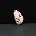 Stabilized Pink Dahlia Freeform Cabochon 21x12x3mm 8.5ct - soft pink and white with bronze veining, Kingman Arizona - Pedra Gems.