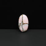 Stabilized Pink Dahlia Oval Cabochon 18x10x3mm 6.5ct - soft pink and white with bronze veining, Kingman Arizona - Pedra Gems.