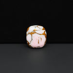 Stabilized Pink Dahlia Cushion Cabochon 17x14x3mm 8.5ct - soft pink and white with bronze veining, Kingman Arizona - Pedra Gems.