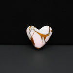 Stabilized Pink Dahlia Heart Cabochon 16x17x4mm 9ct - soft pink and white with bronze veining, Kingman Arizona - Pedra Gems.