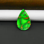 Natural Emerald Dahlia Pear Cabochon 26x17mm 15ct - vivid green with copper matrix, ships to Europe, Japan, Canada, Australia, NZ & worldwide - Pedra Gems.