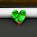 Natural Emerald Dahlia Heart Cabochon 21x19mm 13.5ct - vivid green with copper matrix, ships to Europe, Japan, Canada, Australia, NZ & worldwide - Pedra Gems.