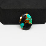 Natural Turquoise & White Buffalo Oval Cabochon 18x13mm 8.5ct - White with Blue-Green Turquoise and Golden Matrix - Pedra Gems