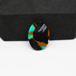 Natural Turquoise & White Buffalo Oval Cabochon 18x13mm 8.5ct - White with Blue-Green Turquoise and Golden Matrix - Pedra Gems