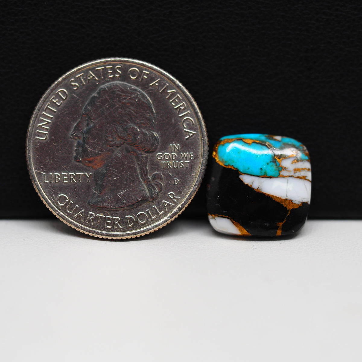 Turquoise & White Buffalo Cabochon 14x15mm 9ct Cushion – Kingman, Arizona