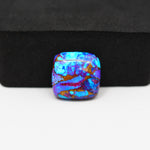 Stabilized Purple Mohave (Mojave) Turquoise Cushion Cabochon 14x15x5mm 9ct - purple with blue Kingman turquoise nuggets and bronze veining - Pedra Gems.