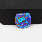 Stabilized Purple Mohave (Mojave) Turquoise Freeform Cabochon 17x19x3mm 13ct - purple with blue Kingman turquoise nuggets and bronze veining - Pedra Gems.