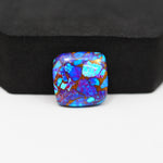 Stabilized Purple Mohave (Mojave) Turquoise Cushion Cabochon 17x17x4mm 14.5ct - purple with blue Kingman turquoise nuggets and bronze veining - Pedra Gems.