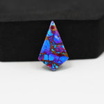 Stabilized Purple Mohave (Mojave) Turquoise Kite Cabochon 22x14x3mm 7.5ct - purple with blue Kingman turquoise nuggets and bronze veining - Pedra Gems.