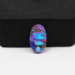Stabilized Purple Mohave (Mojave) Turquoise Oval Cabochon 18x11x3mm 5.5ct - purple with blue Kingman turquoise nuggets and bronze veining - Pedra Gems.
