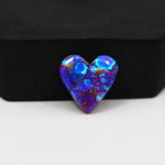 Stabilized Purple Mohave (Mojave) Turquoise Heart Cabochon 17x17x4mm 10.5ct - purple with blue Kingman turquoise nuggets and bronze veining - Pedra Gems.