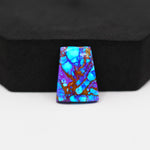 Stabilized Purple Mohave (Mojave) Turquoise Trapezoid Cabochon 19x15x4mm 14ct - purple with blue Kingman turquoise nuggets and bronze veining - Pedra Gems.