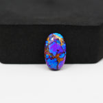 Stabilized Purple Mohave (Mojave) Turquoise Oval Cabochon 17x10x4mm 7.5ct - purple with blue Kingman turquoise nuggets and bronze veining - Pedra Gems.
