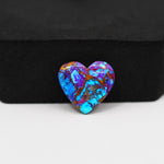 Stabilized Purple Mohave (Mojave) Turquoise Heart Cabochon 15x16x3mm 7.5ct - purple with blue Kingman turquoise nuggets and bronze veining - Pedra Gems.