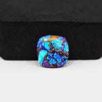 Stabilized Purple Mohave (Mojave) Turquoise Cushion Cabochon 15x15x3mm 7.5ct - purple with blue Kingman turquoise nuggets and bronze veining - Pedra Gems.