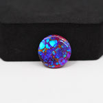 Stabilized Purple Mohave (Mojave) Turquoise Round Cabochon 16x16x6mm 6ct - purple with blue Kingman turquoise nuggets and bronze veining - Pedra Gems.