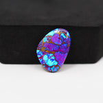 Stabilized Purple Mohave (Mojave) Turquoise Freeform Cabochon 21x14x3mm 9ct - purple with blue Kingman turquoise nuggets and bronze veining - Pedra Gems.