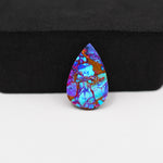 Stabilized Purple Mohave (Mojave) Turquoise Pear Cabochon 18x12x3mm 5.5ct - purple with blue Kingman turquoise nuggets and bronze veining - Pedra Gems.