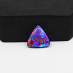 Stabilized Purple Mohave (Mojave) Turquoise Trillion Cabochon 15x15x4mm 6.5ct - purple with blue Kingman turquoise nuggets and bronze veining - Pedra Gems.