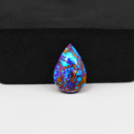 Stabilized Purple Mohave (Mojave) Turquoise Pear Cabochon 17x11x3mm 5.5ct - purple with blue Kingman turquoise nuggets and bronze veining - Pedra Gems.
