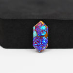 Stabilized Purple Mohave (Mojave) Turquoise Hexagon Cabochon 20x9x3mm 6ct - purple with blue Kingman turquoise nuggets and bronze veining - Pedra Gems.