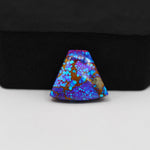 Stabilized Purple Mohave (Mojave) Turquoise Trapezoid Cabochon 16x17x4mm 10.5ct - purple with blue Kingman turquoise nuggets and bronze veining - Pedra Gems.