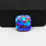 Stabilized Purple Mohave (Mojave) Turquoise Cushion Cabochon 17x17x4mm 13.5ct - purple with blue Kingman turquoise nuggets and bronze veining - Pedra Gems.