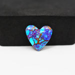 Stabilized Purple Mohave (Mojave) Turquoise Heart Cabochon 16x15x4mm 6.5ct - purple with blue Kingman turquoise nuggets and bronze veining - Pedra Gems.