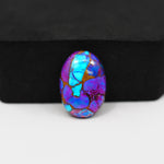 Stabilized Purple Mohave (Mojave) Turquoise Oval Cabochon 19x13x5mm 10.5ct - purple with blue Kingman turquoise nuggets and bronze veining - Pedra Gems.