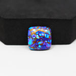 Stabilized Purple Mohave (Mojave) Turquoise Cushion Cabochon 16x16x4mm 12ct - purple with blue Kingman turquoise nuggets and bronze veining - Pedra Gems.