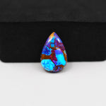 Stabilized Purple Mohave (Mojave) Turquoise Pear Cabochon 17x12x4mm 7.5ct - purple with blue Kingman turquoise nuggets and bronze veining - Pedra Gems.