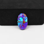Stabilized Purple Mohave (Mojave) Turquoise Oval Cabochon 17x11x3mm 5.5ct - purple with blue Kingman turquoise nuggets and bronze veining - Pedra Gems.